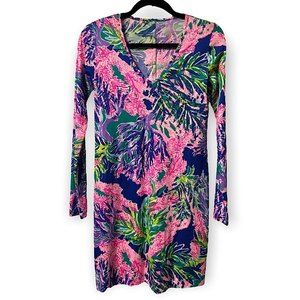 Lilly Pulitzer dress Long sleeve Vneck shirt dress Beacon Print Fan Club Reduced
